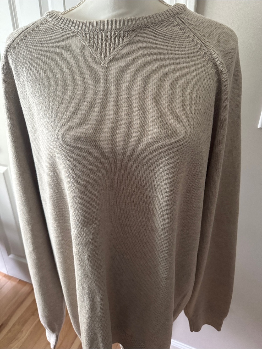 LL Bean’s Men's Crewneck Sweater in Light Taupe